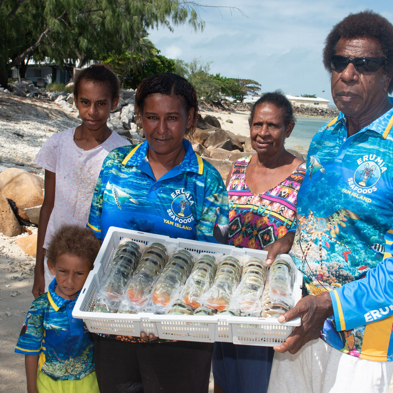 Yam 220630_KAILIS_1009 Family in Yam Island with Fresh Tropical Rock Lobster